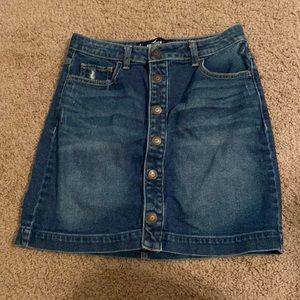 High Rise Hollister Button Up Jean Skirt